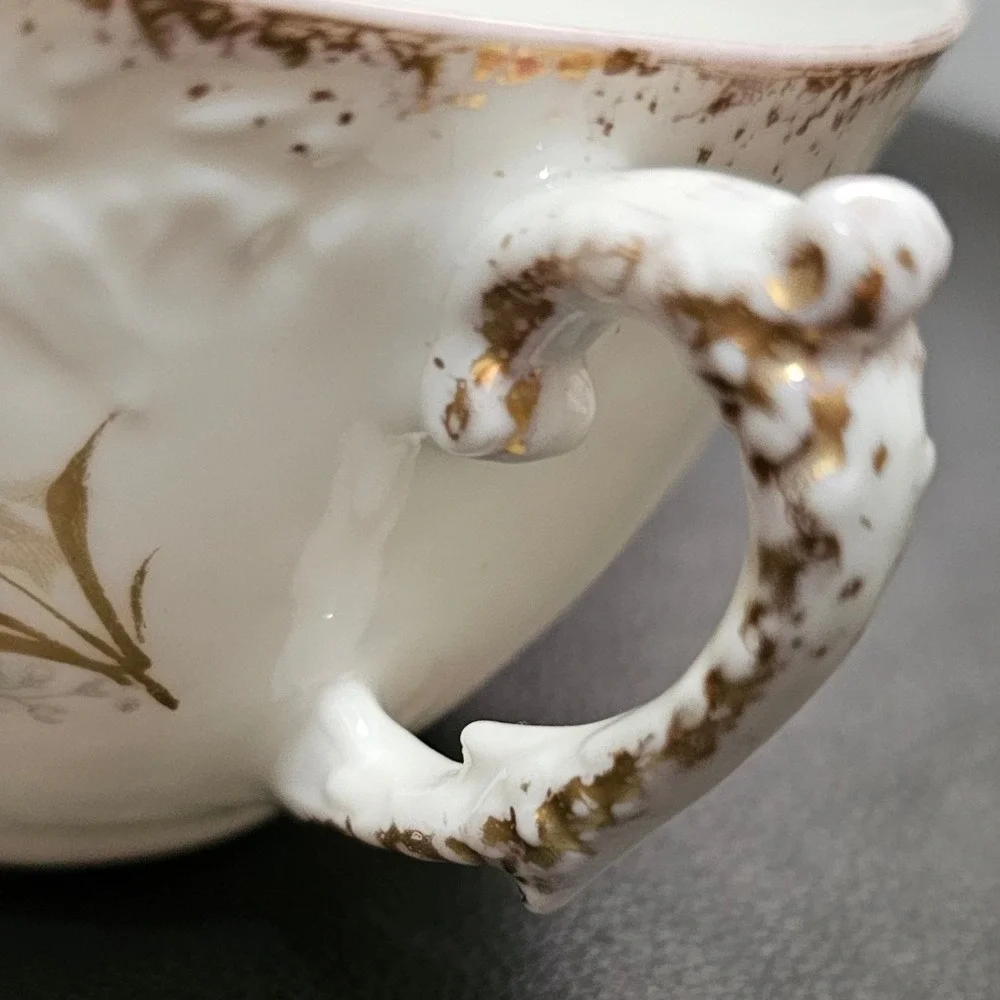 Limoges France Antique Porcelain Teacup Pink Roses Gold Gilt Floral Fine China